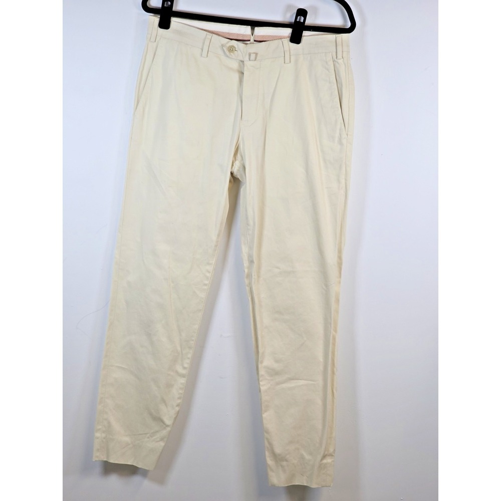 Loro Piana Womens 12 Cotton Blend Pants Beige IT 48 Mid Rise Straight Trouser